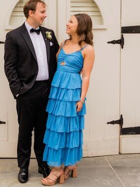 Lulu's Blue Tiered Ruffle Maxi Dress
